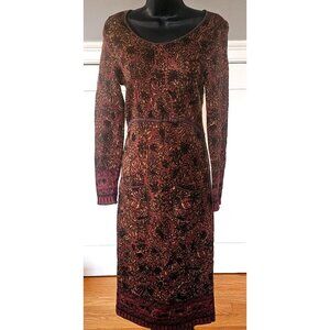 Peruvian Connection Jacquard Sweater Knit Body Con Womens Dress SMALL